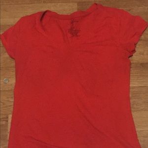 Red v-neck top